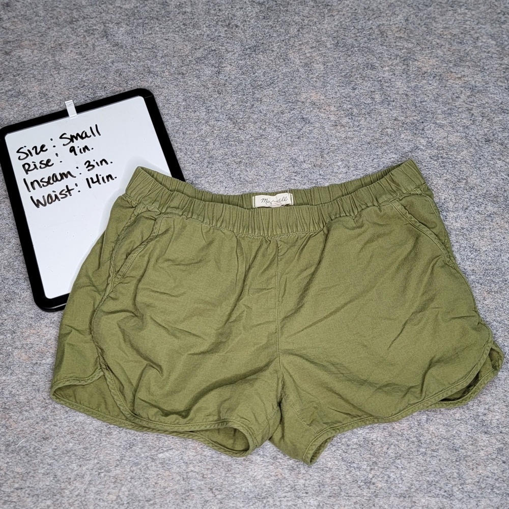 Madewell Olive Green Shorts Elastic Waist Casual‎ Comfy Pockets Women's Small